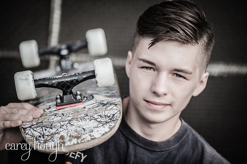 High School Senior Boy with Skateboard